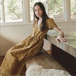SOLD ON CROSSPOST The Dawn Midi Dress in Goldenrod Prairie CottageCore